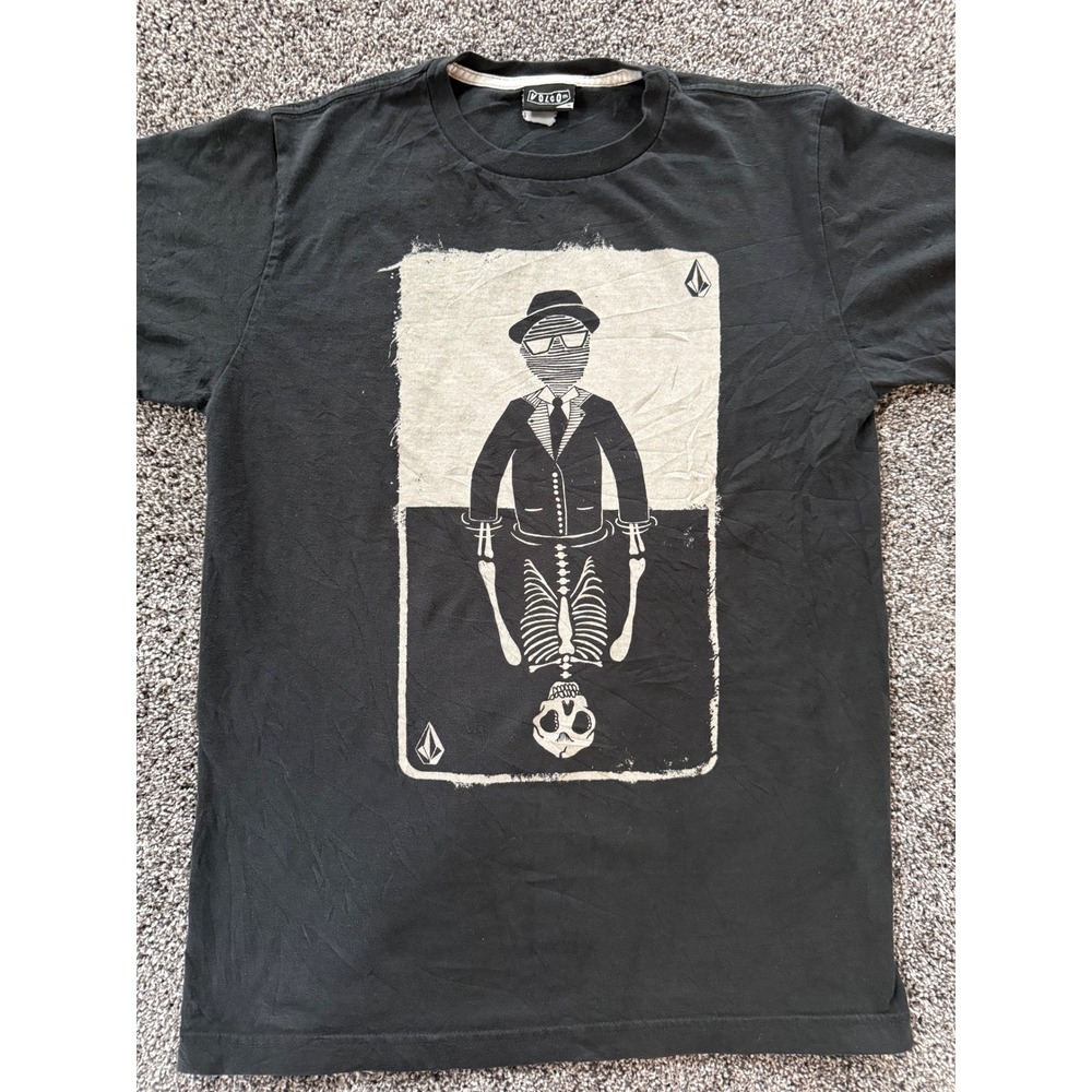 Vintage Volcom Stone Skeleton‎ Man Graphic T-Shirt Black Mens Medium